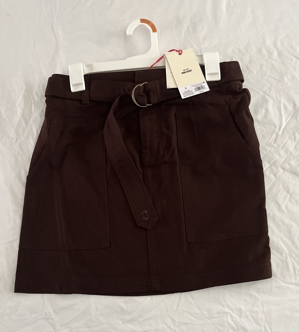 Woolrich x Target Collection Brown Belted Mini Skirt with Cargo Pockets S NWT